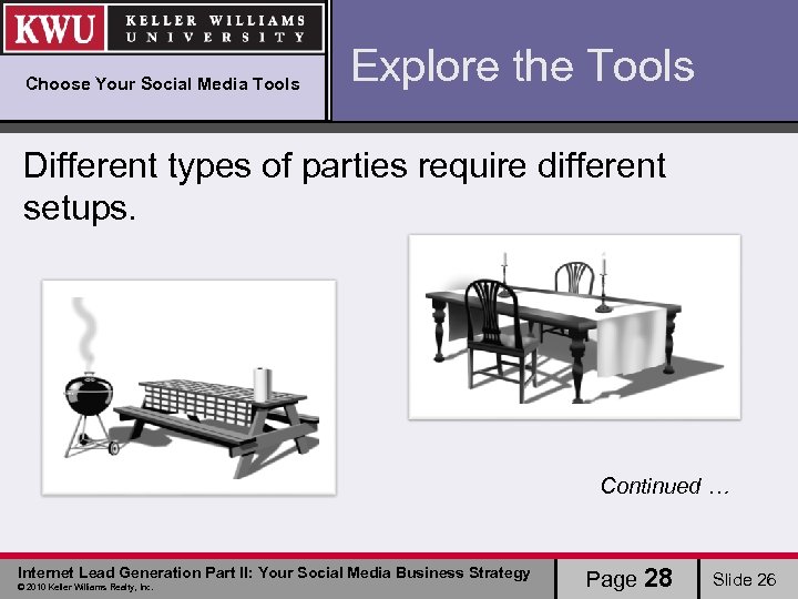 Choose Your Social Media Tools Explore the Tools Different types of parties require different