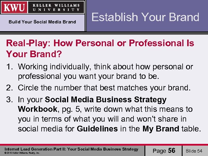 Build Your Social Media Brand Establish Your Brand Real-Play: How Personal or Professional Is
