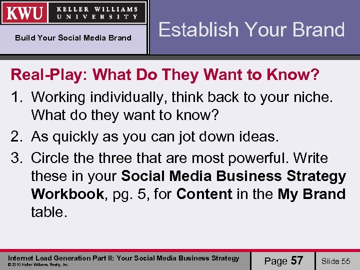Build Your Social Media Brand Establish Your Brand Real-Play: What Do They Want to