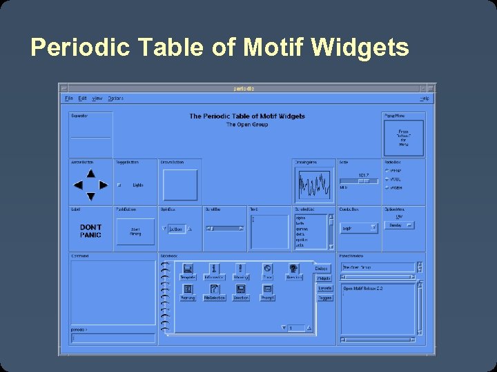 Periodic Table of Motif Widgets 
