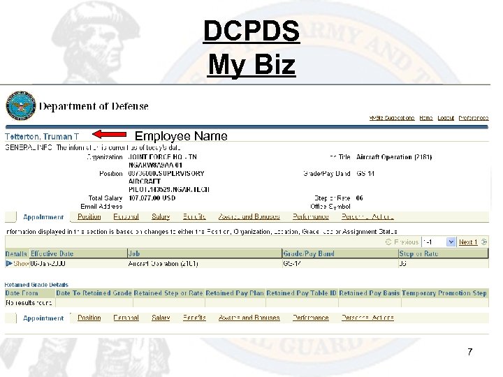 DCPDS My Biz Employee Name 7 