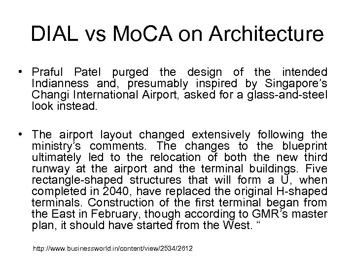 DIAL vs Mo. CA on Architecture • Praful Patel purged the design of the