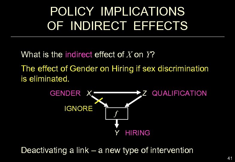 POLICY IMPLICATIONS OF INDIRECT EFFECTS What is the indirect effect of X on Y?