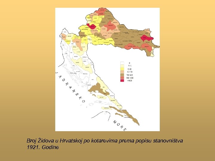 Broj Židova u Hrvatskoj po kotarevima prema popisu stanovništva 1921. Godine 