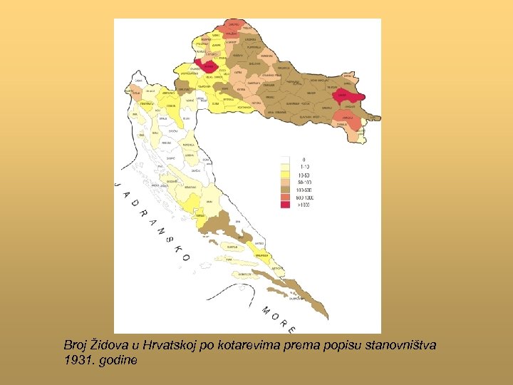 Broj Židova u Hrvatskoj po kotarevima prema popisu stanovništva 1931. godine 