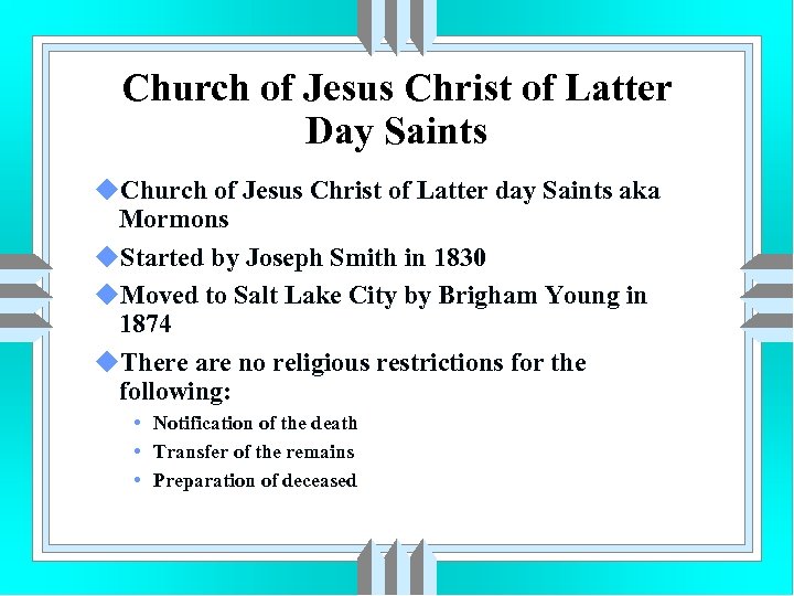 Church of Jesus Christ of Latter Day Saints u. Church of Jesus Christ of