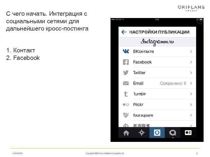 С чего начать. Интеграция с социальными сетями для дальнейшего кросс-постинга  1. Контакт 2.