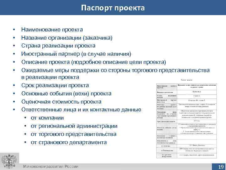     Паспорт проекта  •  Наименование проекта •  Название