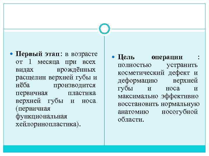  Первый этап :  в возрасте      Цель операции