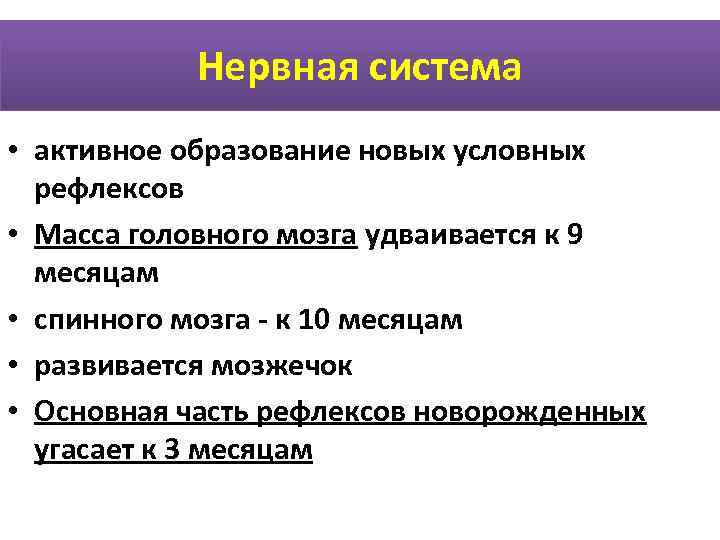   Нервная система • активное образование новых условных  рефлексов  • Масса