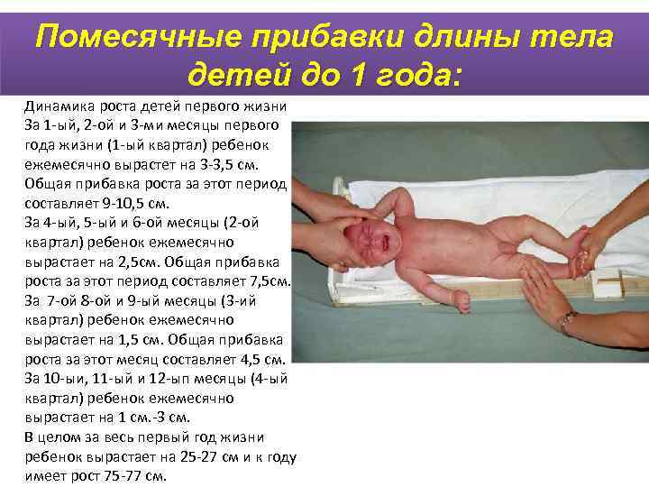  Помесячные прибавки длины тела   детей до 1 года: Динамика роста детей