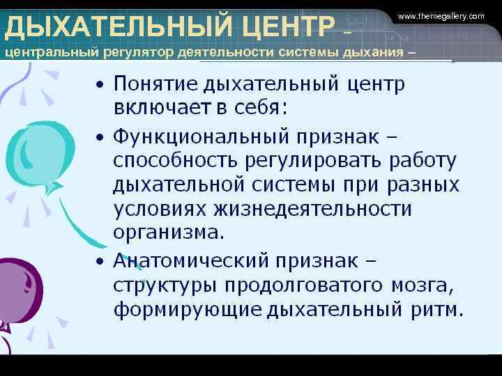 ДЫХАТЕЛЬНЫЙ ЦЕНТР –     www. themegallery. com  центральный регулятор деятельности
