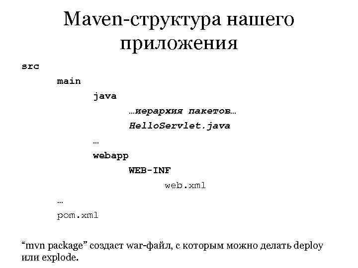   Maven-структура нашего   приложения src  main    java