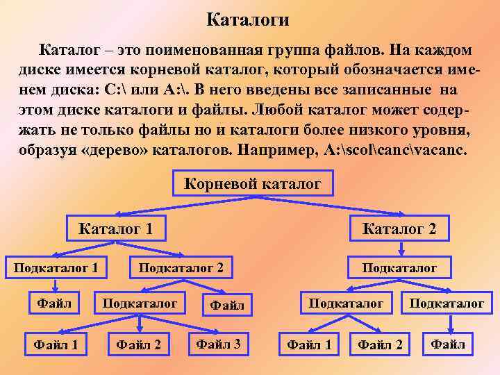 Поименованная совокупность файлов и подкаталогов это