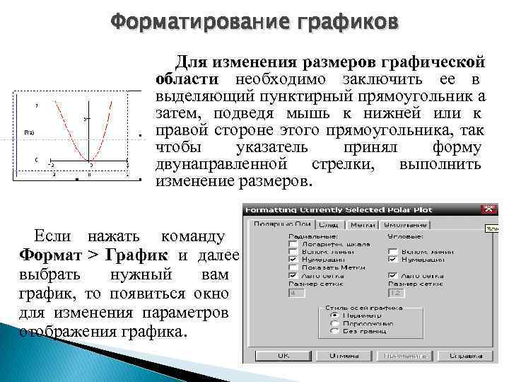    Форматирование графиков    Для изменения размеров графической  