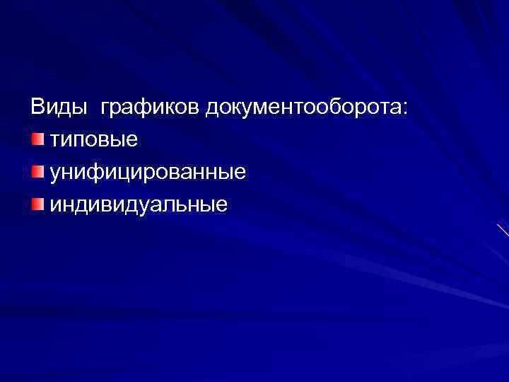 Виды графиков документооборота:  типовые унифицированные индивидуальные 