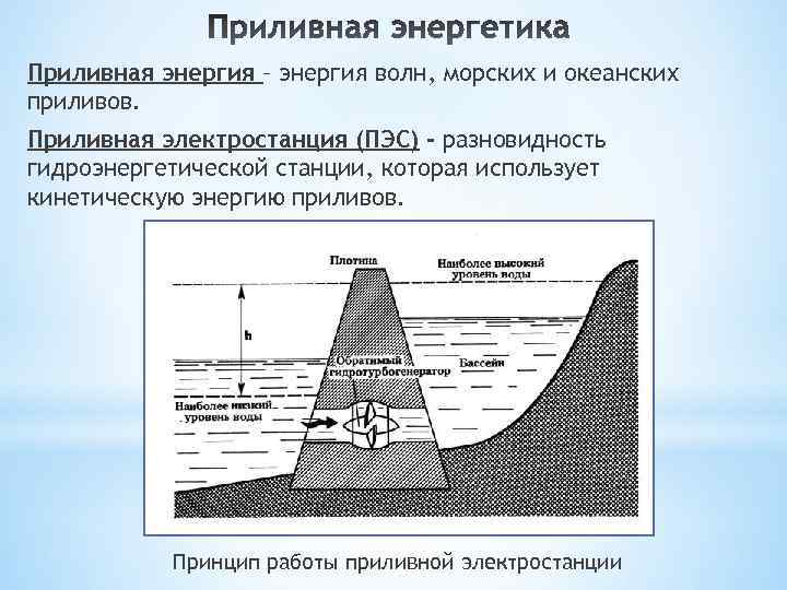 Приливная энергия. Электростанция приливов и отливов. Приливные электростанции принцип работы. Принцип работы энергии приливов и волн.