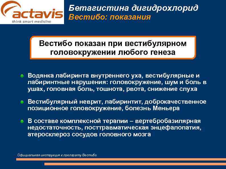 Бетагистина дигидрохлорид Вестибо: Бетагистина дигидрохлорид Вестибо: