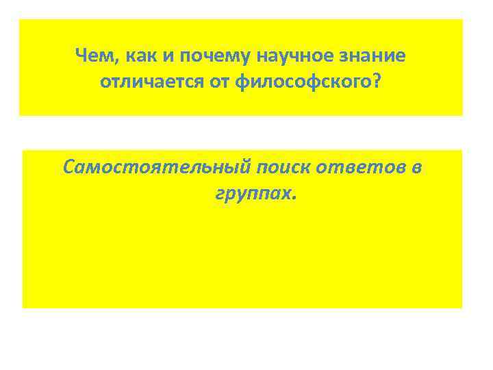  Чем, как и почему научное знание  отличается от философского?  Самостоятельный поиск