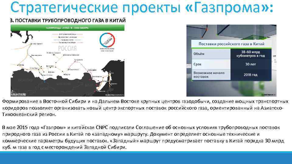 Основные проекты газпрома