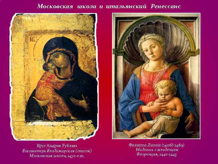 Московская школа и итальянский Ренессанс Круг Андрея Рублева Филиппо Липпи Московская школа и итальянский Ренессанс Круг Андрея Рублева Филиппо Липпи