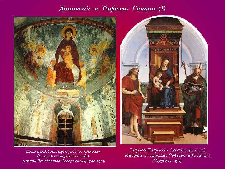 Дионисий и Рафаэль Санцио (I) Дионисий (ок. 1440 -1506? ) Дионисий и Рафаэль Санцио (I) Дионисий (ок. 1440 -1506? )