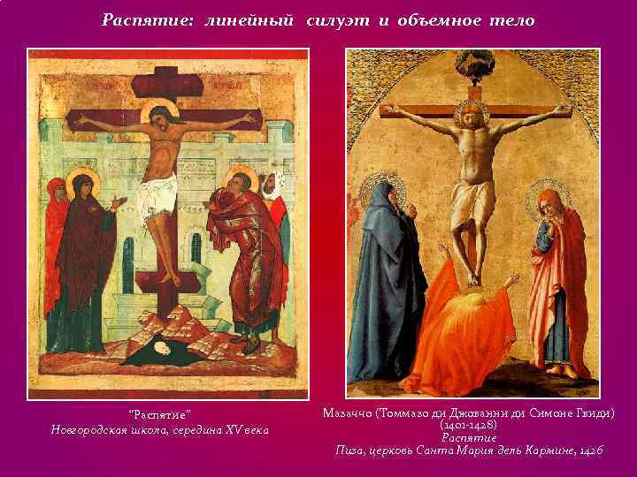 Распятие: линейный силуэт и объемное тело “Распятие” Мазаччо Распятие: линейный силуэт и объемное тело “Распятие” Мазаччо