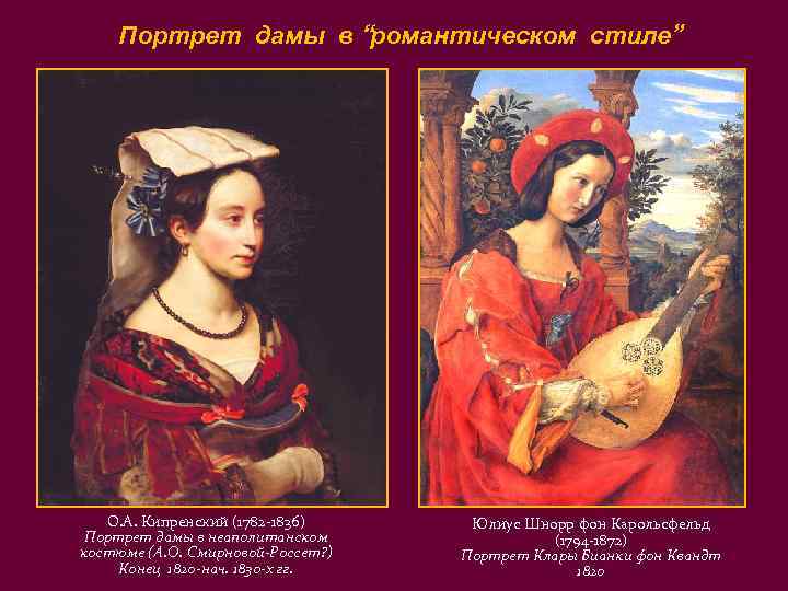   Портрет дамы в “романтическом стиле”  О. А. Кипренский (1782 -1836) Юлиус