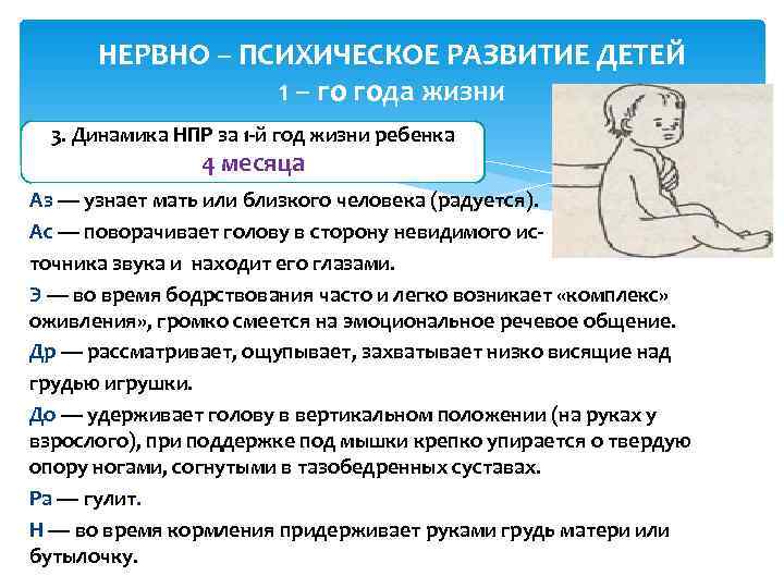  НЕРВНО – ПСИХИЧЕСКОЕ РАЗВИТИЕ ДЕТЕЙ   1 – го года жизни 