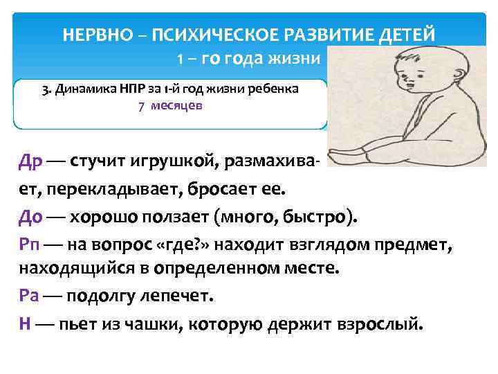  НЕРВНО – ПСИХИЧЕСКОЕ РАЗВИТИЕ ДЕТЕЙ   1 – го года жизни 