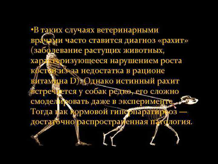  • В таких случаях ветеринарными врачами часто ставится диагноз «рахит»  (заболевание растущих