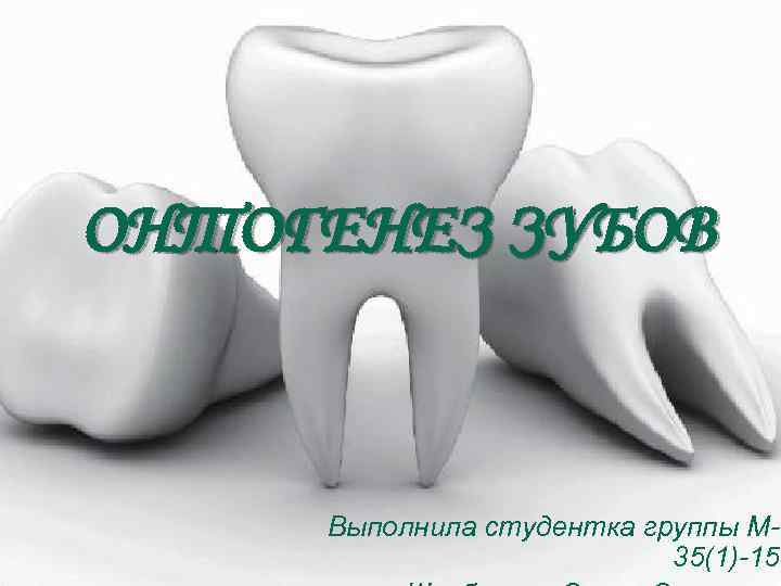 ОНТОГЕНЕЗ ЗУБОВ   Выполнила студентка группы М-      35(1)-15