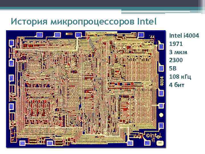 История микропроцессоров Intel       Intel i 4004  