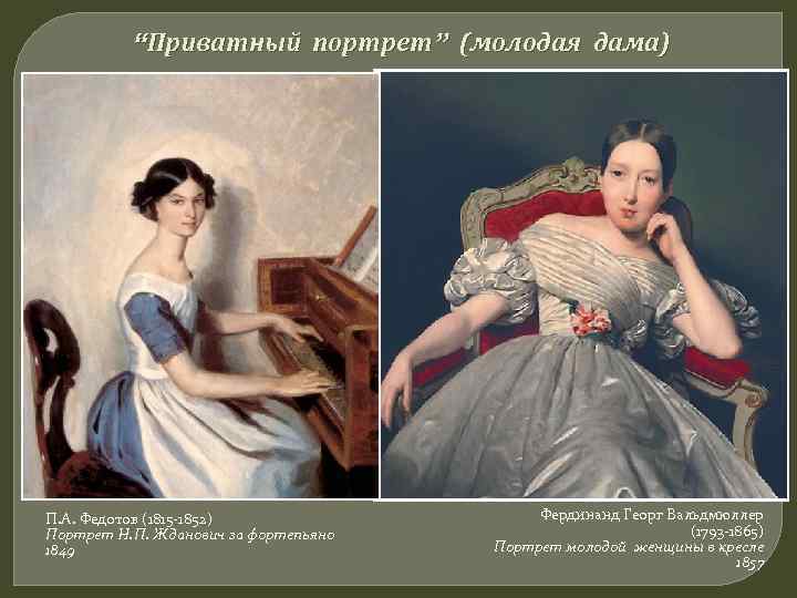    “Приватный портрет” (молодая дама) П. А. Федотов (1815 -1852)  