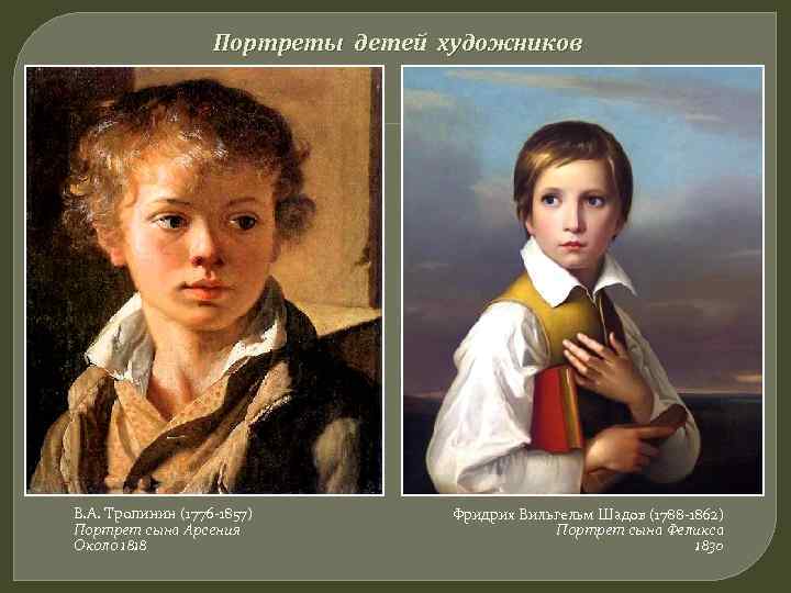     Портреты детей художников В. А. Тропинин (1776 -1857)  