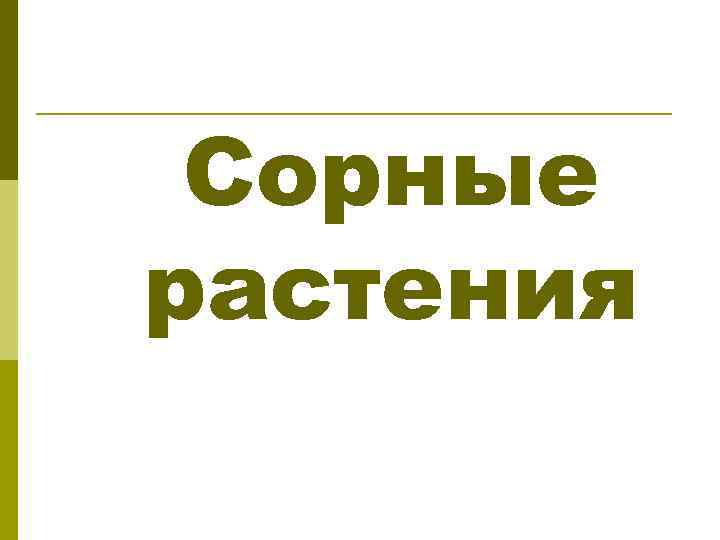  Сорные растения 
