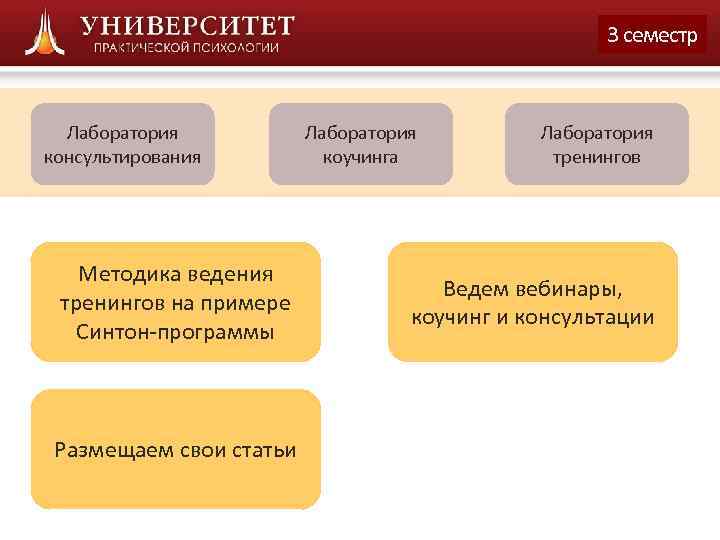      3 семестр Лаборатория консультирования  коучинга  тренингов 