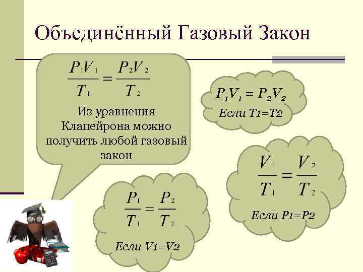 Объединённый Газовый Закон      P 1 V 1 = P