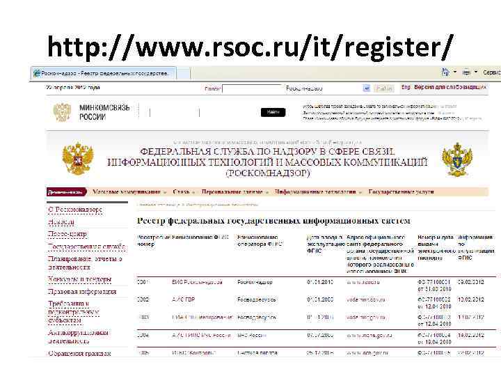 http: //www. rsoc. ru/it/register/ 