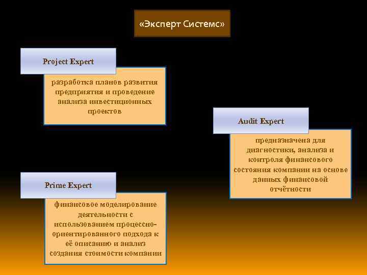  «Эксперт Системс» Project Expert разработка планов развития предприятия и проведение анализа инвестиционных проектов