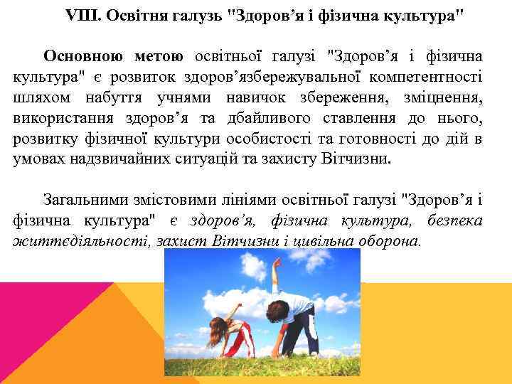 VIII. Освітня галузь 