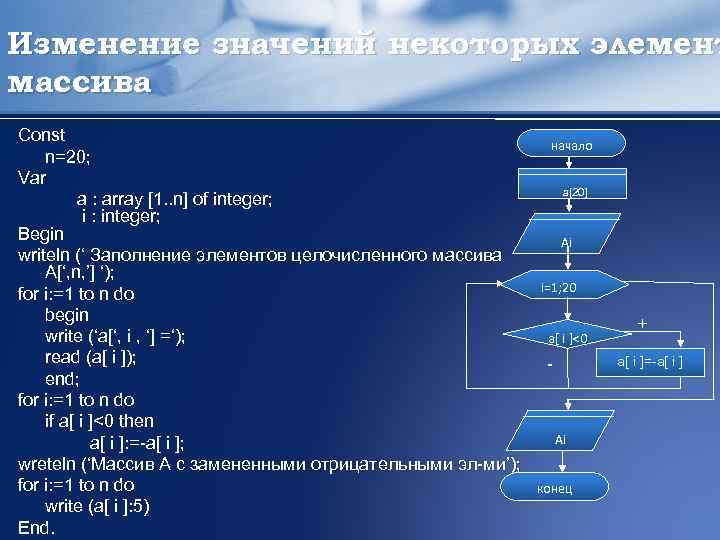 Массив описывается в разделе