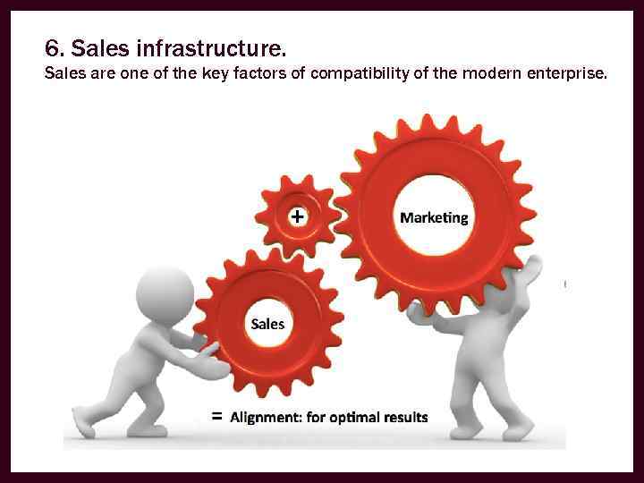 6. Sales infrastructure. Sales are one of the key factors of compatibility of the