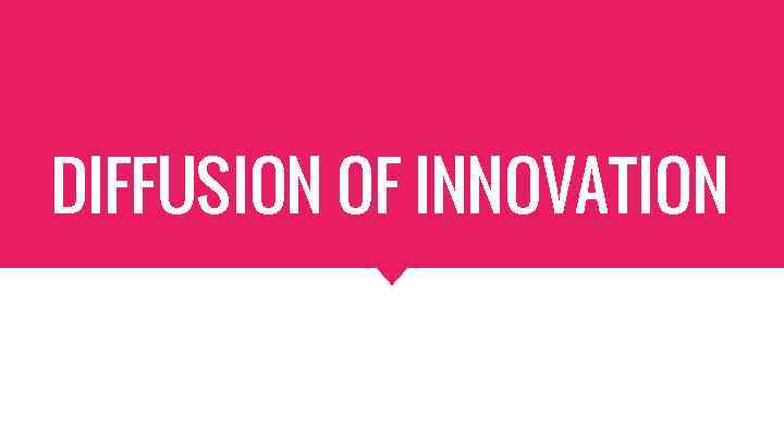 DIFFUSION OF INNOVATION 