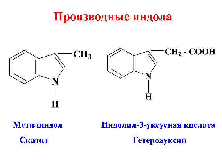 Производные индола Метилиндол Индолил-3 -уксусная кислота Скатол Гетероауксин 