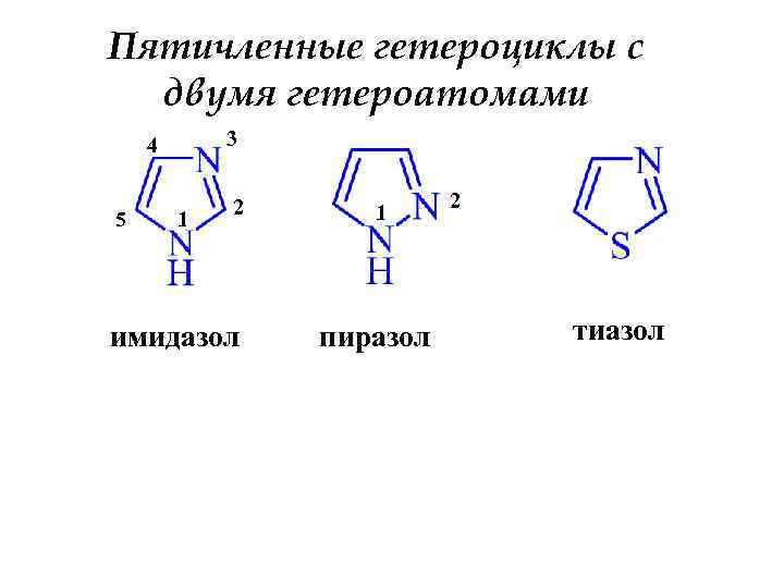 Пятичленные гетероциклы с одним гетероатомом. Синтез пиразола. Пятичленные гетероциклы с двумя гетероатомами. Пятичленные гетероциклы. Синтез имидазола.