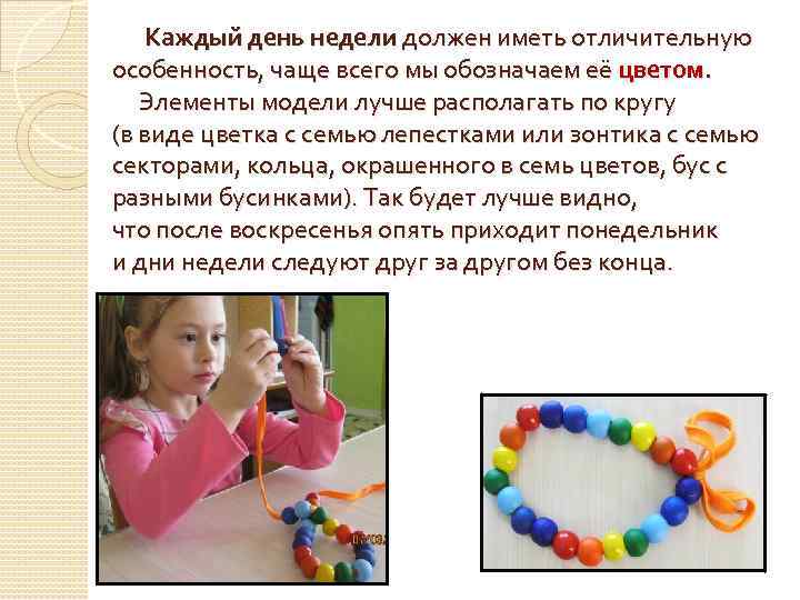 Каждый день недели должен иметь отличительную особенность, чаще всего мы обозначаем её цветом. Элементы
