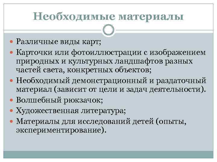 Необходимые материалы Различные виды карт; Карточки или фотоиллюстрации с изображением природных и культурных ландшафтов