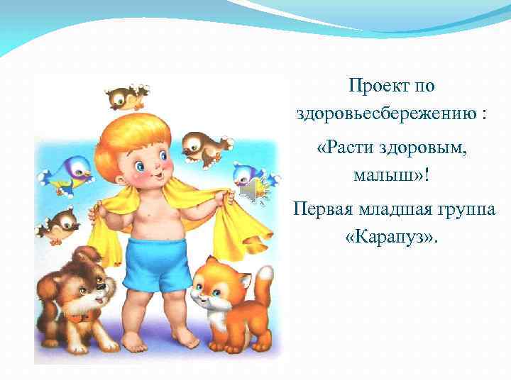 Проект по здоровьесбережению : «Расти здоровым, малыш» ! Первая младшая группа «Карапуз» . 