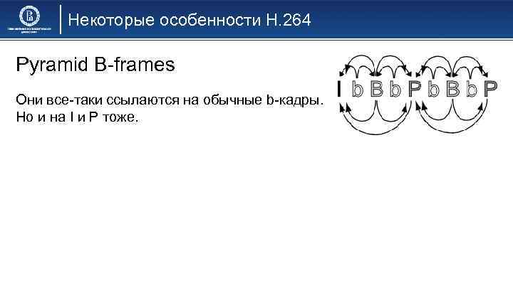 Некоторые особенности H. 264 Pyramid B-frames Они все-таки ссылаются на обычные b-кадры. Но и